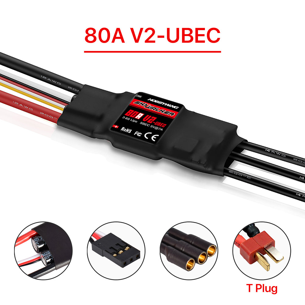 HOBBYWING Skywalker V2 Brushless ESC 20A 30A 40A 50A 60A 80A 100A