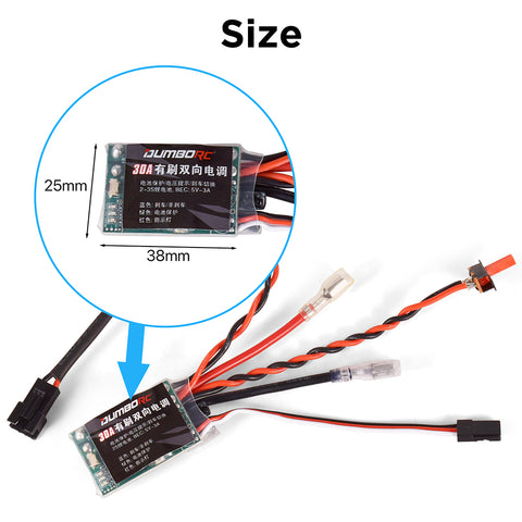 DUMBORC 30A Brushed Bidirectional ESC - BEC 5V/3A 2S - 280~390