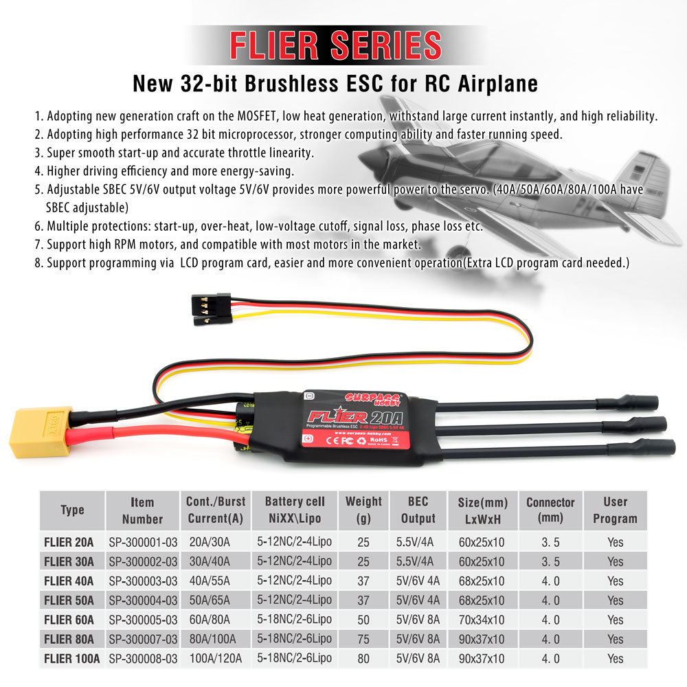 4S 20A - SURPASS HOBBY ESC 30A 40A 50A 2-4S/60A 80A 100A