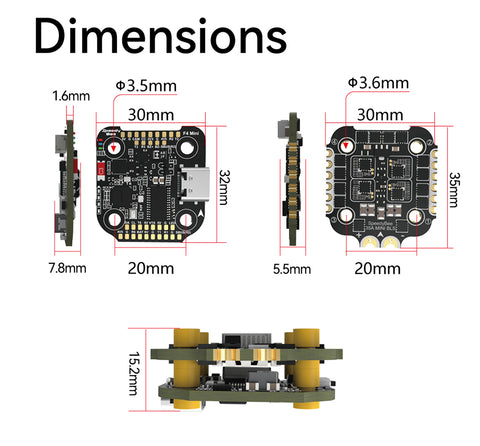SpeedyBee F405 Mini Flight Controller Stack - BLS 35A 20x20 3-6S