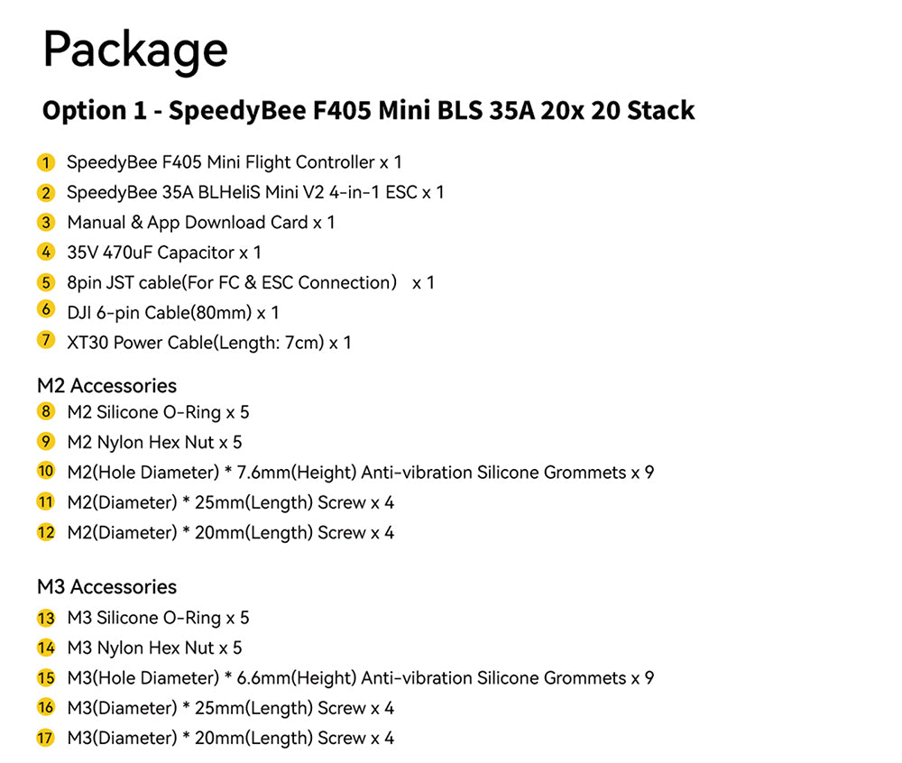 SpeedyBee F405 Mini Flight Controller Stack - BLS 35A 20x20 3-6S