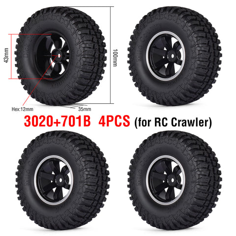 1.9" Tires Aluminum SCX10/TRX4 1.9mm for 1/10 SCX10 TRX4 D90