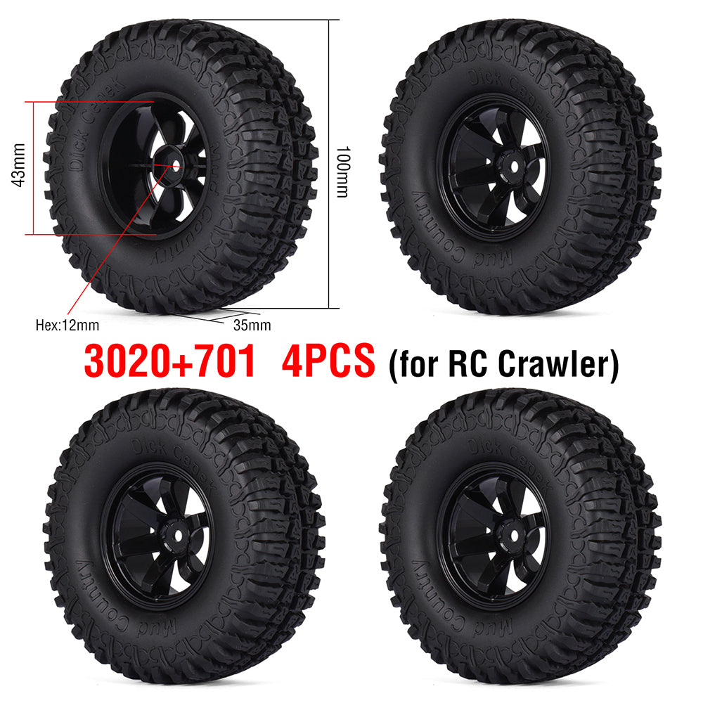1.9" Tires Aluminum SCX10/TRX4 1.9mm for 1/10 SCX10 TRX4 D90