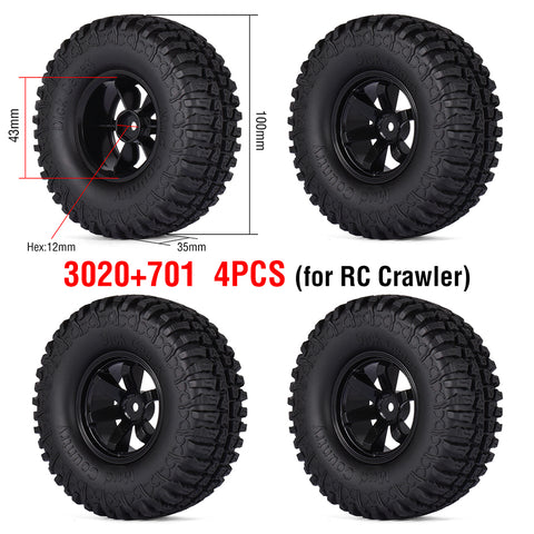 1.9" Tires Aluminum SCX10/TRX4 1.9mm for 1/10 SCX10 TRX4 D90