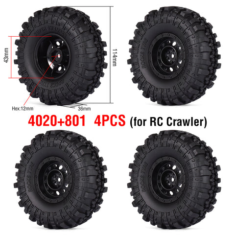 1.9" Tires Aluminum SCX10/TRX4 1.9mm for 1/10 SCX10 TRX4 D90