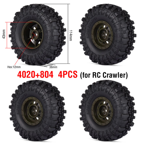 1.9" Tires Aluminum SCX10/TRX4 1.9mm for 1/10 SCX10 TRX4 D90