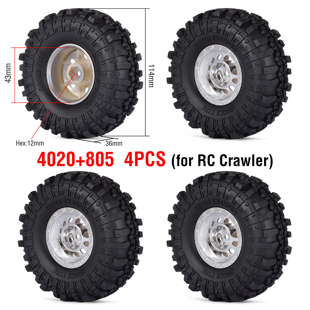 1.9" Tires Aluminum SCX10/TRX4 1.9mm for 1/10 SCX10 TRX4 D90