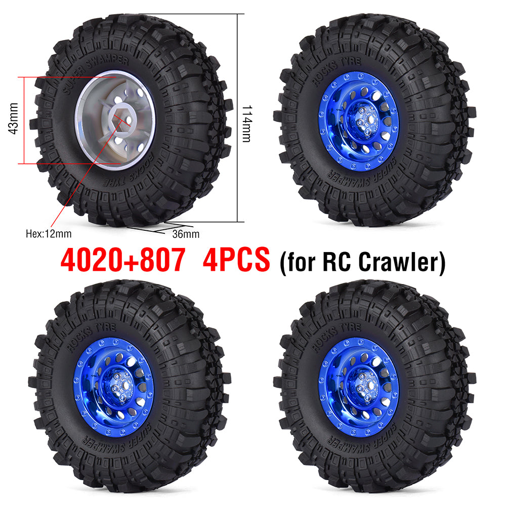 1.9" Tires Aluminum SCX10/TRX4 1.9mm for 1/10 SCX10 TRX4 D90