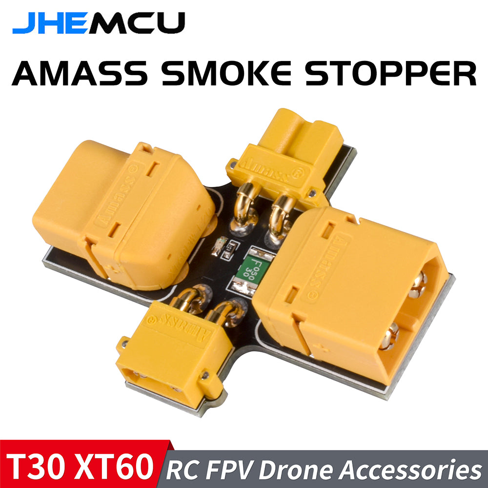 JHEMCU Smoke Stopper 1-6S 30V XT30 XT60 AMASS Connector For FPV Drone Quadcopter RC Airplane