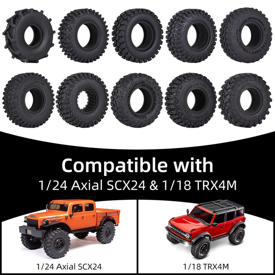 1.0 inch Tire For SCX24 TRX4M Set