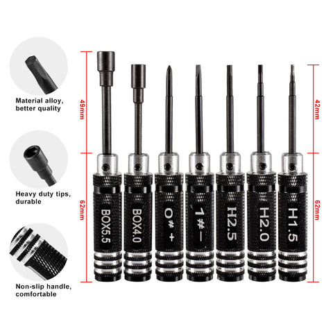 RC Hex Allen Screwdriver Set - 0.9~3.0mm Aluminum Driver