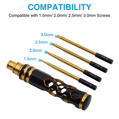 RC Hex Allen Screwdriver Set - 0.9~3.0mm Aluminum Driver