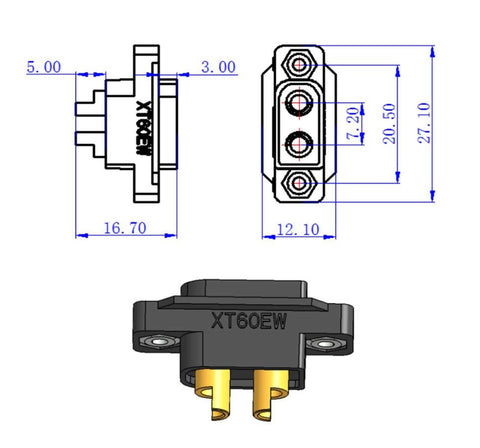 9IMOD Amass 1/2/5/10/20PCS XT60EW-M Mountable