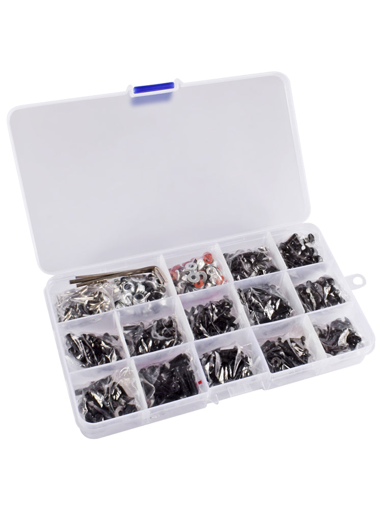 9IMOD Screw Box Set 520PCS M3/M4 Metal Screws with R-Clips for TRX4 D90 SCX10 1/8 1/10 RC Car