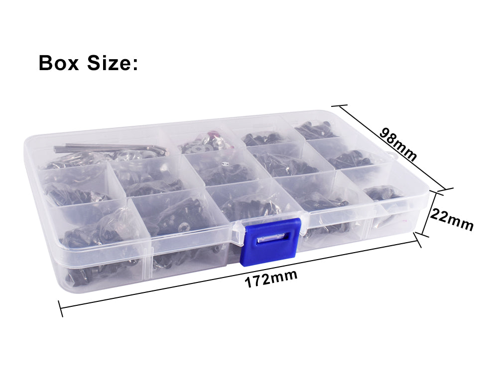 9IMOD Screw Box Set 520PCS M3/M4 Metal Screws with R-Clips for TRX4 D90 SCX10 1/8 1/10 RC Car