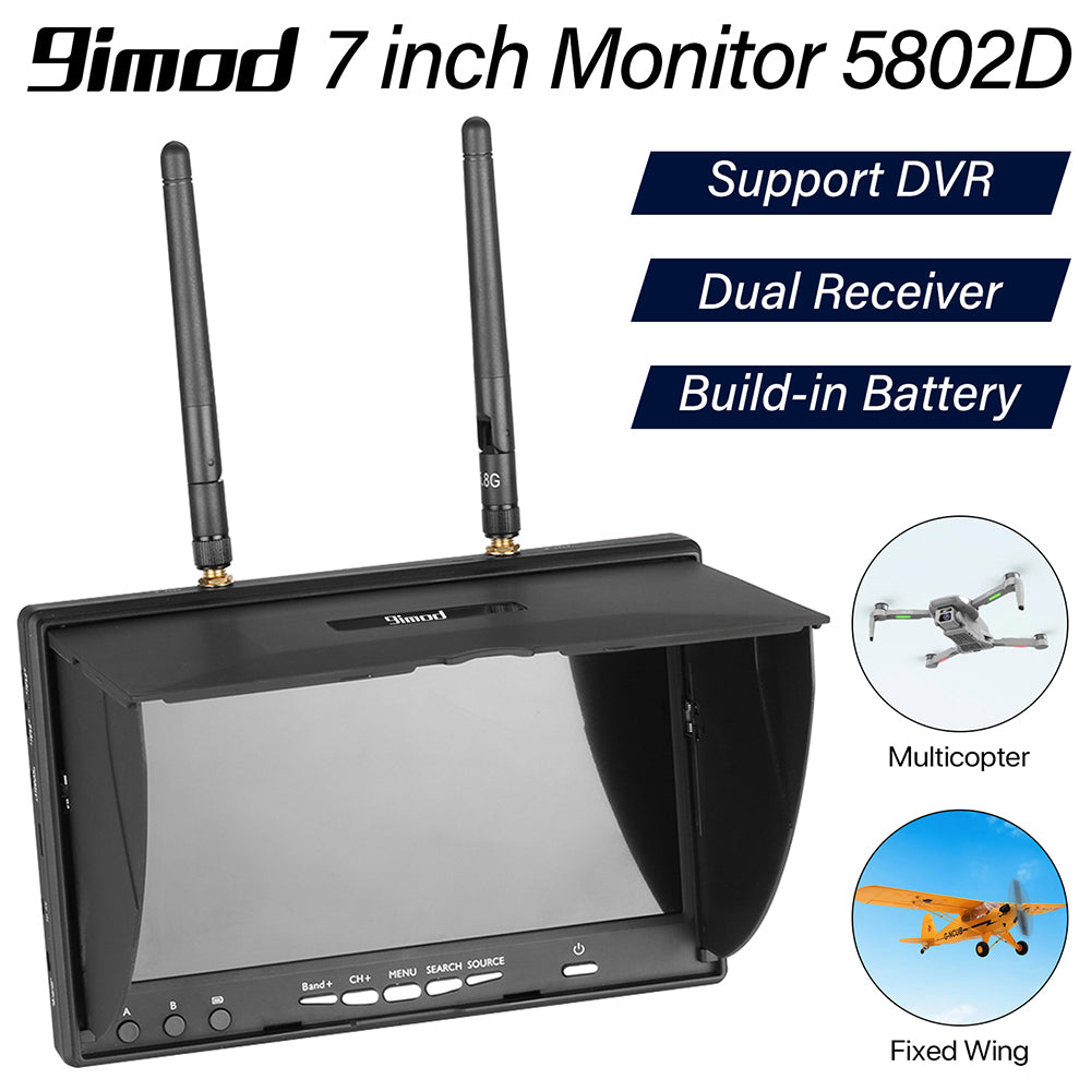 9IMOD LCD5802D FPV Monitor with DVR 5.8G 40CH 7 Inch LCD Screen