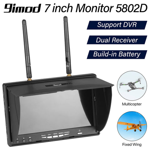 9IMOD LCD5802D FPV Monitor with DVR 5.8G 40CH 7 Inch LCD Screen