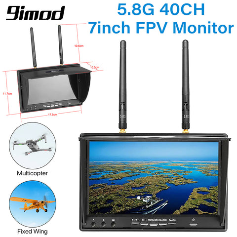 9IMOD LCD5802D FPV Monitor with DVR 5.8G 40CH 7 Inch LCD Screen