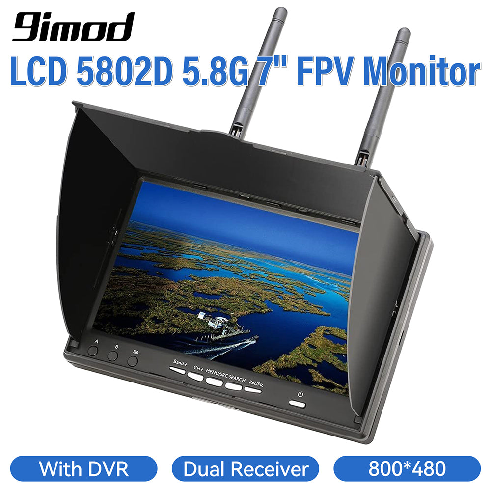 9IMOD LCD5802D FPV Monitor with DVR 5.8G 40CH 7 Inch LCD Screen