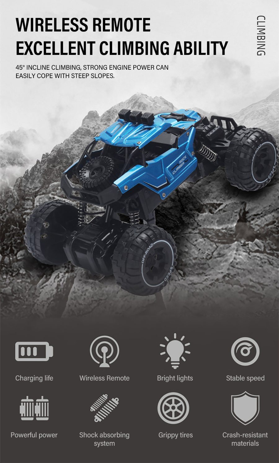 Car 1/16 Rock Crawler Charge RC Off-Road Buggy