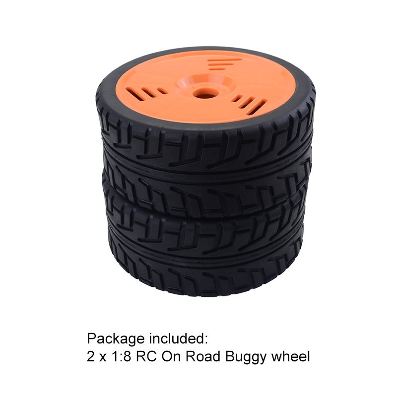 1/8 RC On-Road Buggy Wheels Tires 17mm Hex, Orange (1 Pair)