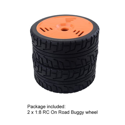 1/8 RC On-Road Buggy Wheels Tires 17mm Hex, Orange (1 Pair)
