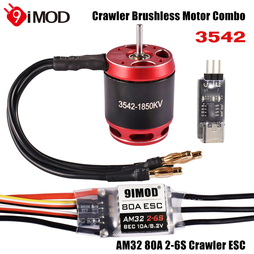 9imod 3542-1850/2250KV Motor Rock Crawler Wire Brushless + AM32 80A