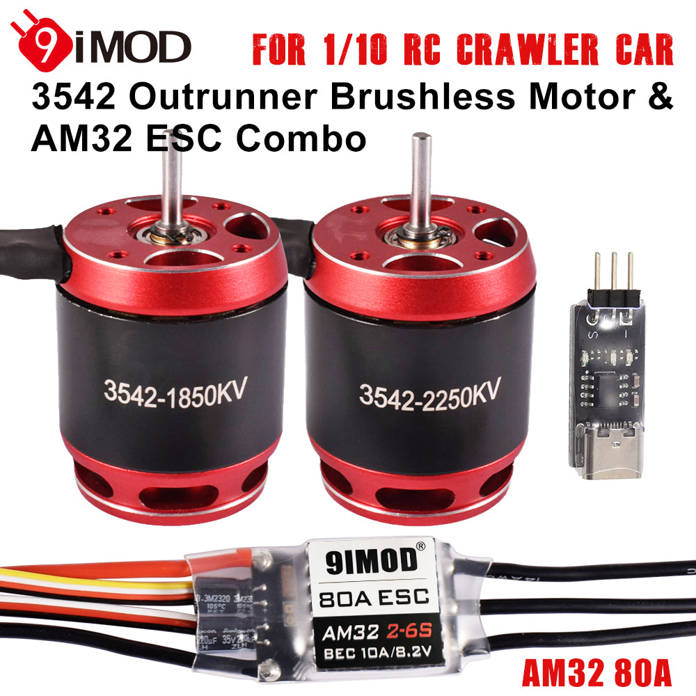 9imod 3542-1850/2250KV Motor Rock Crawler Wire Brushless + AM32 80A