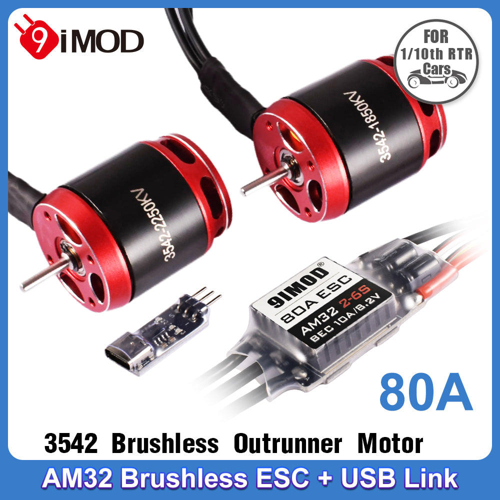 9imod 3542-1850/2250KV Motor Rock Crawler Wire Brushless + AM32 80A