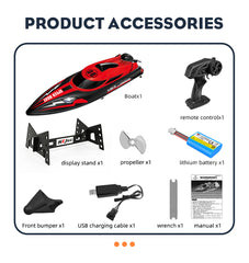9IMOD HJ808 RC Boat 2.4G High-Speed Remote Control Racing Boat LED 370 Brushed Motor 25Km/h