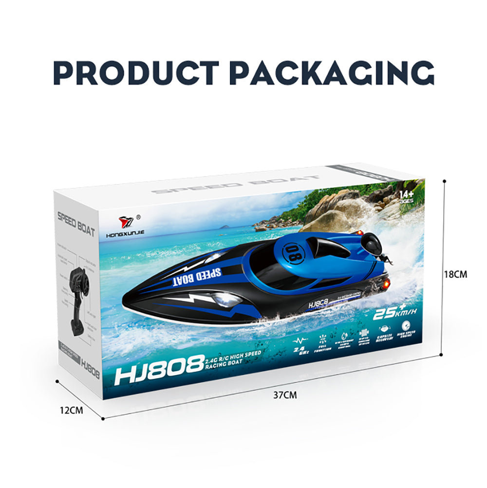 9IMOD HJ808 RC Boat 2.4G High-Speed Remote Control Racing Boat LED 370 Brushed Motor 25Km/h