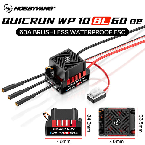 HOBBYWING QuicRun WP-10BL60 60A Waterproof Brushless ESC for 1/10 RC Cars