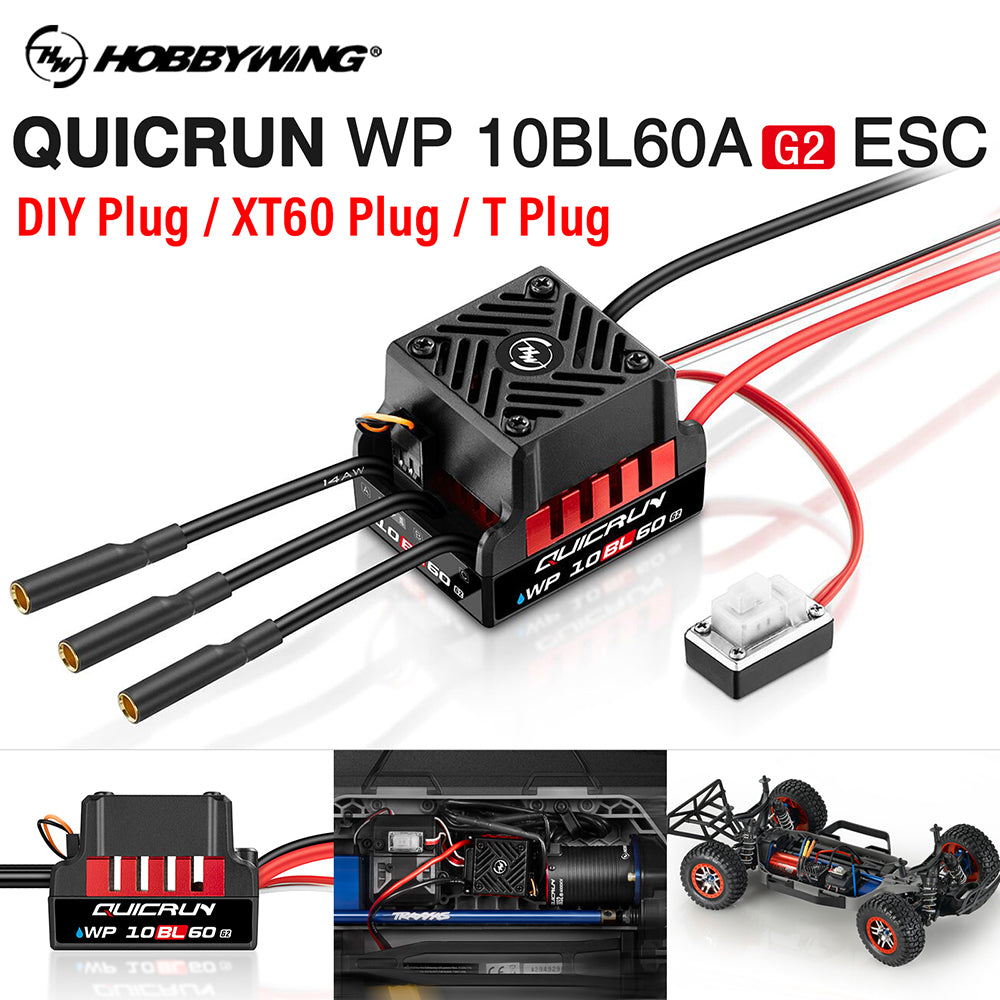 HOBBYWING QuicRun WP-10BL60 60A Waterproof Brushless ESC for 1/10 RC Cars