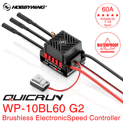 HOBBYWING QuicRun WP-10BL60 60A Waterproof Brushless ESC for 1/10 RC Cars