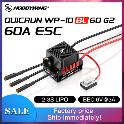 HOBBYWING QuicRun WP-10BL60 60A Waterproof Brushless ESC for 1/10 RC Cars