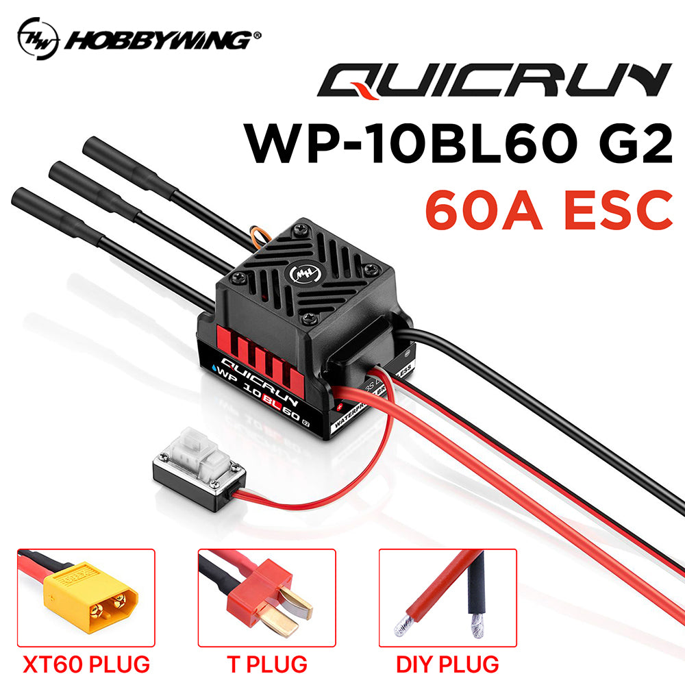 HOBBYWING QuicRun WP-10BL60 60A Waterproof Brushless ESC for 1/10 RC Cars
