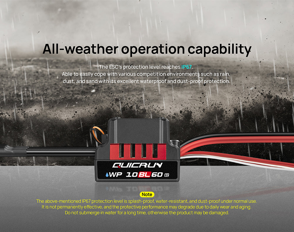 HOBBYWING QuicRun WP-10BL60 60A Waterproof Brushless ESC for 1/10 RC Cars