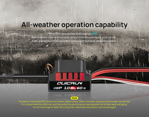 HOBBYWING QuicRun WP-10BL60 60A Waterproof Brushless ESC for 1/10 RC Cars