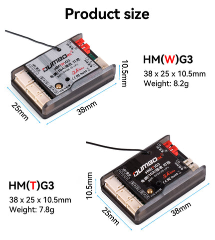 DUMBORC 10A 3-in-1 Receiver with Brushed ESC for RC Car