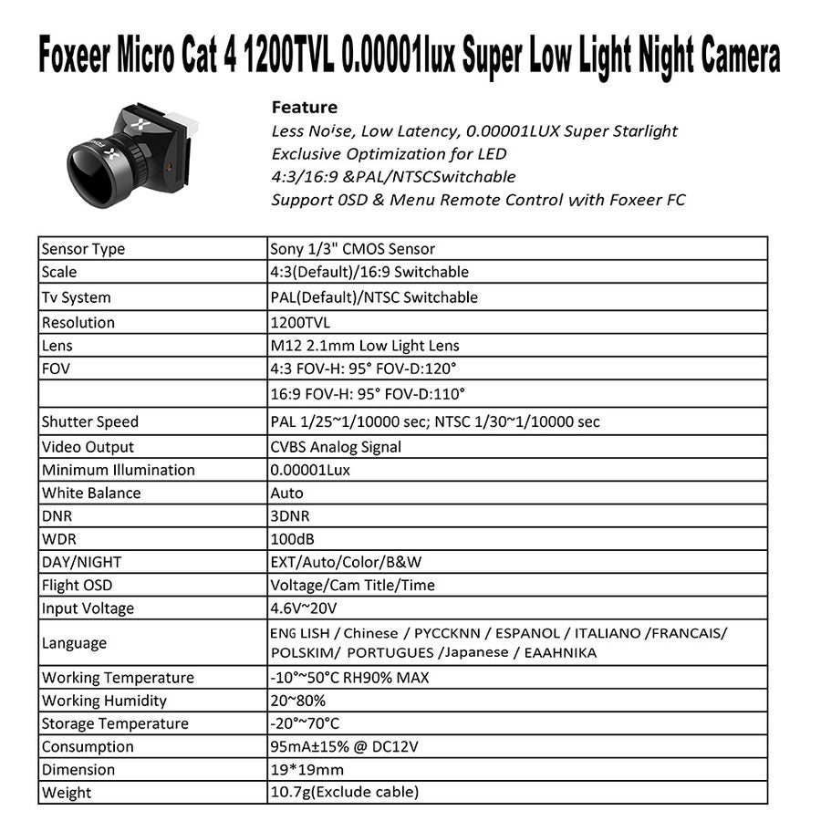 Foxeer CAT4 Micro/Mini 4 FPV Camera