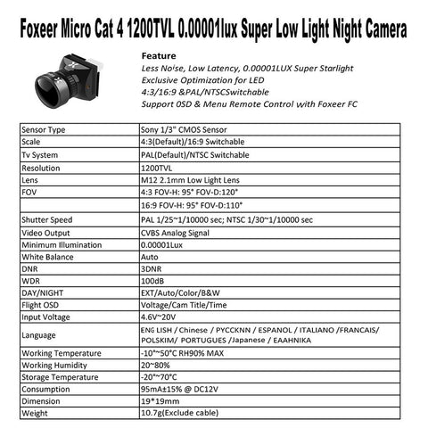 Foxeer CAT4 Micro/Mini 4 FPV Camera