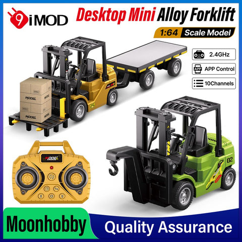9IMOD 1/64 Model Car Alloy Forklift 2IN1 Crane And Forklift APP