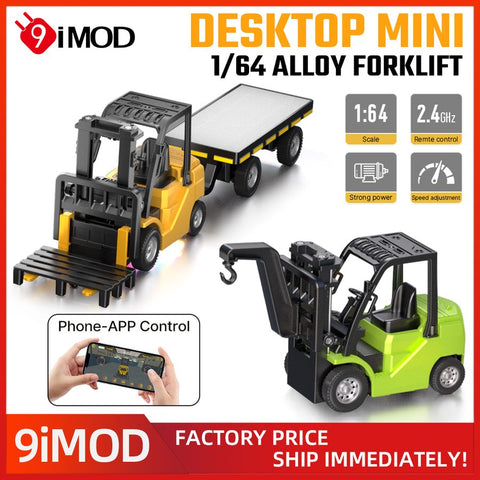 9IMOD 1/64 Model Car Alloy Forklift 2IN1 Crane And Forklift APP