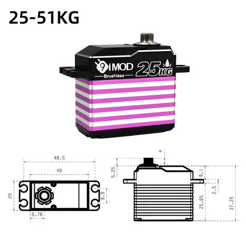 Upgrade 25KG 35KG 45KG 51KG 71KG Red Brushless Servo 9IMOD 3 Bearing