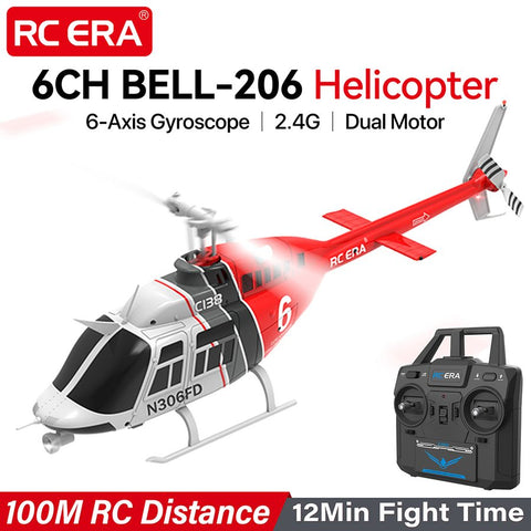 C138 BELL-206 1/33 6CH Single Rotor Flybarless Helicopter