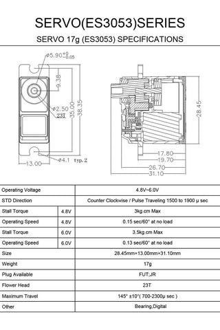E-MAX Servo EC3053 17g Bearing