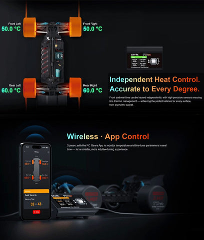 SKYRC TWneo RC Tire Warmer 20-80°C 4-Wheel Independent Heating for 1/8 1/10 Cars