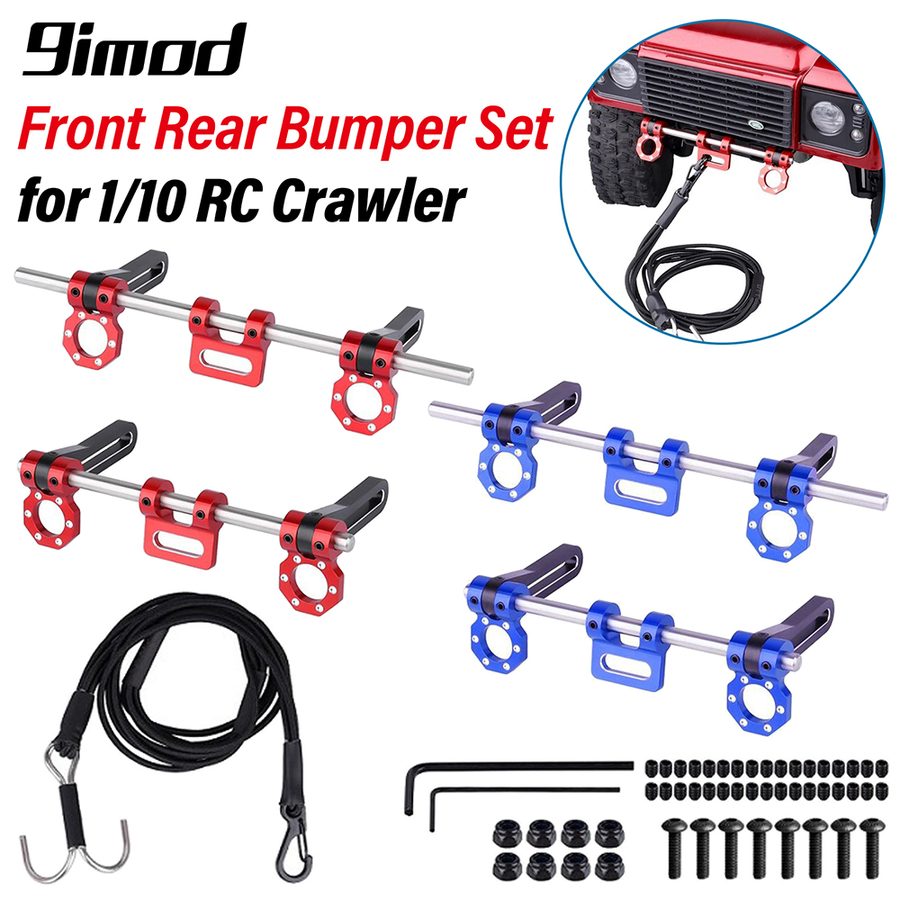9IMOD 1/10 RC Aluminum Front & Rear Bumper Set for TRX4 TRX6 SCX10 Gen8 Crawler