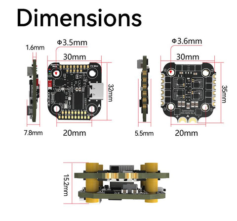 SpeedyBee SB-F4MINI-STACK Flight Controller / ESC Stack