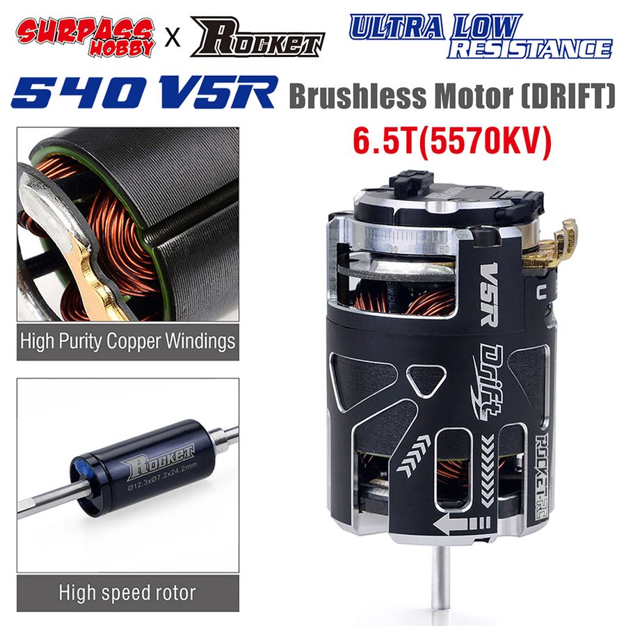 Rocket 540-V5R Sensored Brushless Motor 3.175mm Shaft Diameter 6.5T